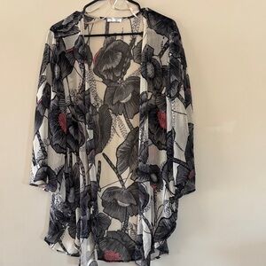 Maurices Black and Cream Sheer Kimono
